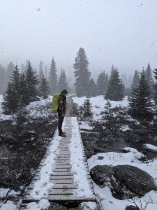 Jonas auf den letzten Metern zur Elizabeth Parker Hut.
